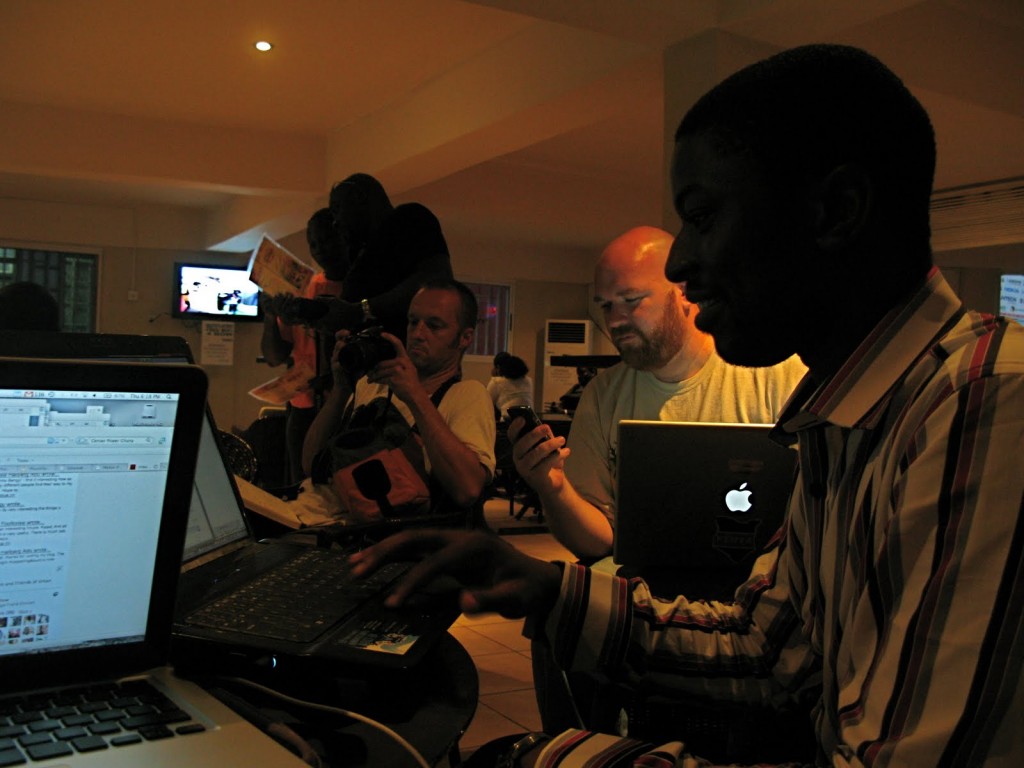 Right to left: Oluniyi David Ajao, Erik and some other participants. Photo credit: Kajsa Adu.