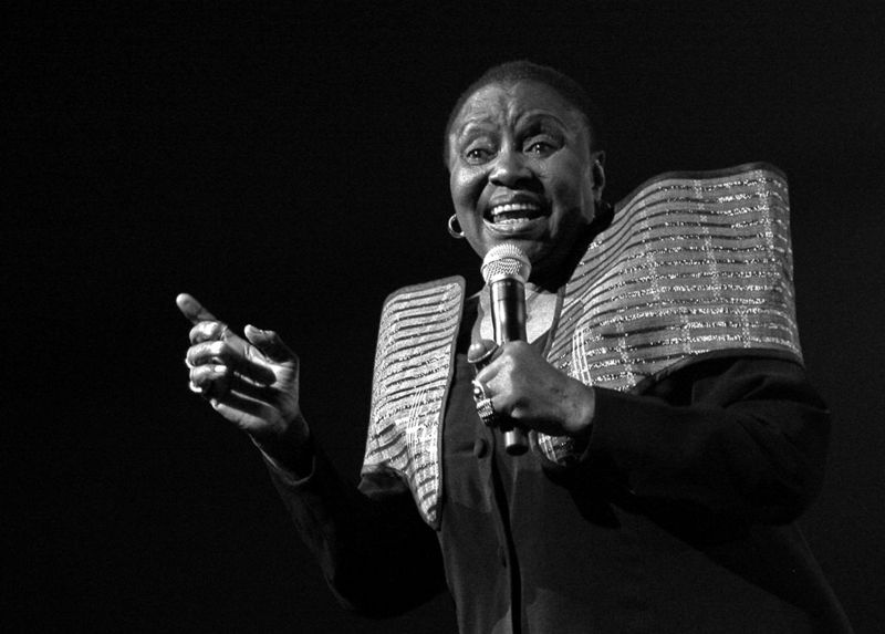 Miriam Makeba performing at the Cape Town Jazz Festival in 2006. This photo was taken by Mark Oppenheimer.