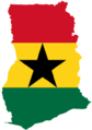 Flag of Ghana, embedded in the map of Ghana