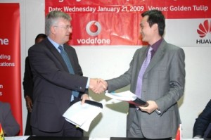 David Venn (left) of Vodafone Ghana and Jay Xu Junjie (right) of Huawei Technologies Ltd.