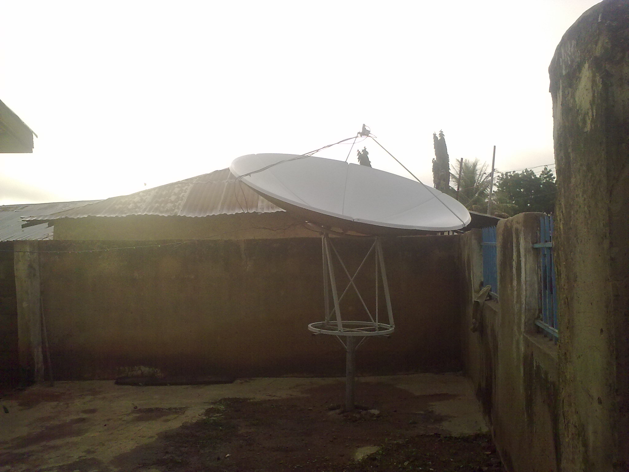 A satellite dish in Zaria, Nigeria; pointed at NileSat