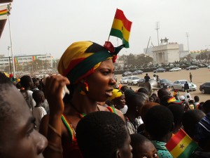 A Ghanaian woman at the Indepence Square during the Ghana @ 50 celebration. Photo by Oluniyi David Ajao.