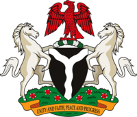 Nigeria Coat of Arms. Note the red Eagle.