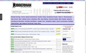 A snapshot of jobberman.com's homepage. Jobberman.com is a job listing website targetted at residents of Nigeria.
