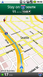 A screenshot of a Google Maps navigational map, showing Seattle in Washington USA