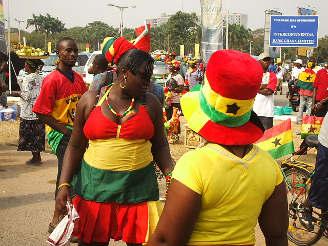 Some Ghanaian fans dancing during the opening ceremonies of Ghana 2008. Would they still be winding their waists after Thursday? Photo by Oluniyi David Ajao.