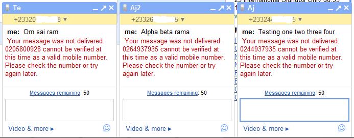 Gmail free SMS to Ghana failing so far.