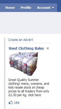 Used clothing bales as advertised on Facebook