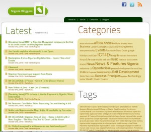 A snapshot of the new Nigeria Bloggers website