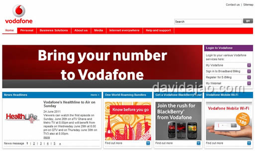 Vodafone Ghana website