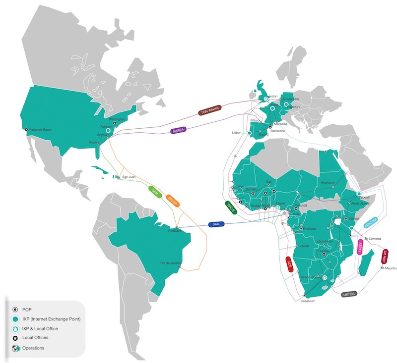 AFR-IX telecom coverage map