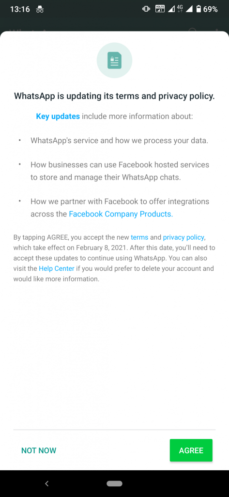 WhatsApp is updating its terms and privacy policy