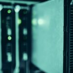 Rows of server racks inside a data centre