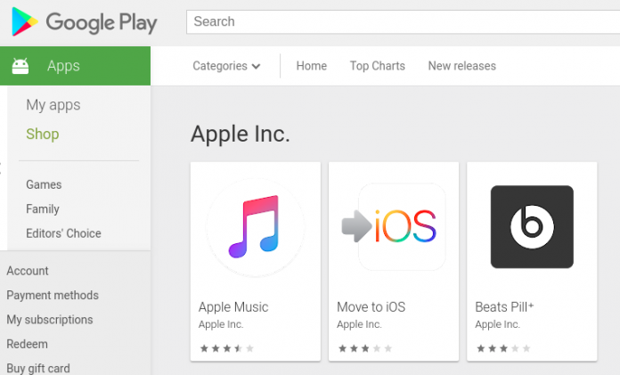 Apple Apps on Google Play Store