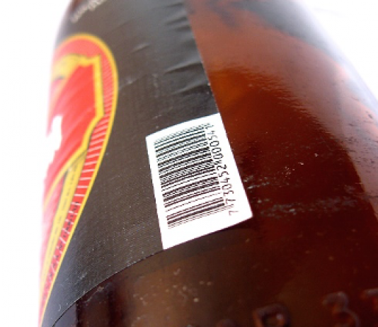 Barcode on a bottle