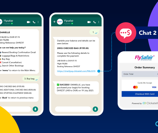 Clickatell Launches Chat 2 Pay with FlySafair for WhatsApp Mobile Payments
