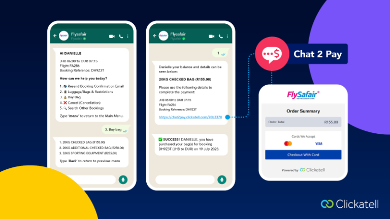 Clickatell Launches Chat 2 Pay with FlySafair for WhatsApp Mobile Payments