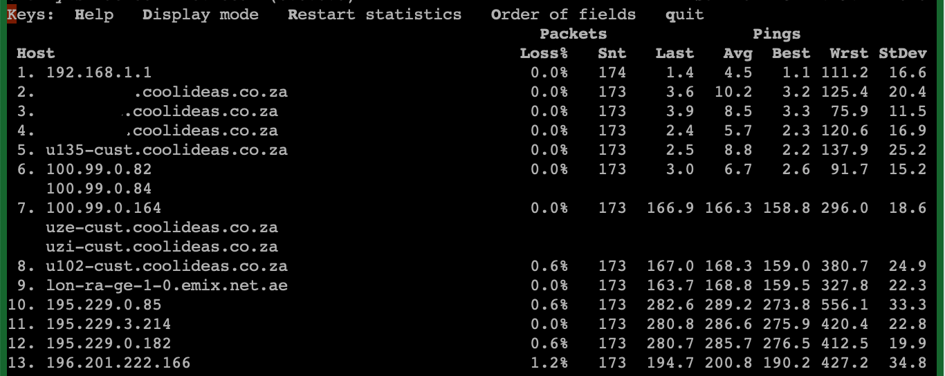 A traceroute from Cool Idea to Safaricom, Kenya