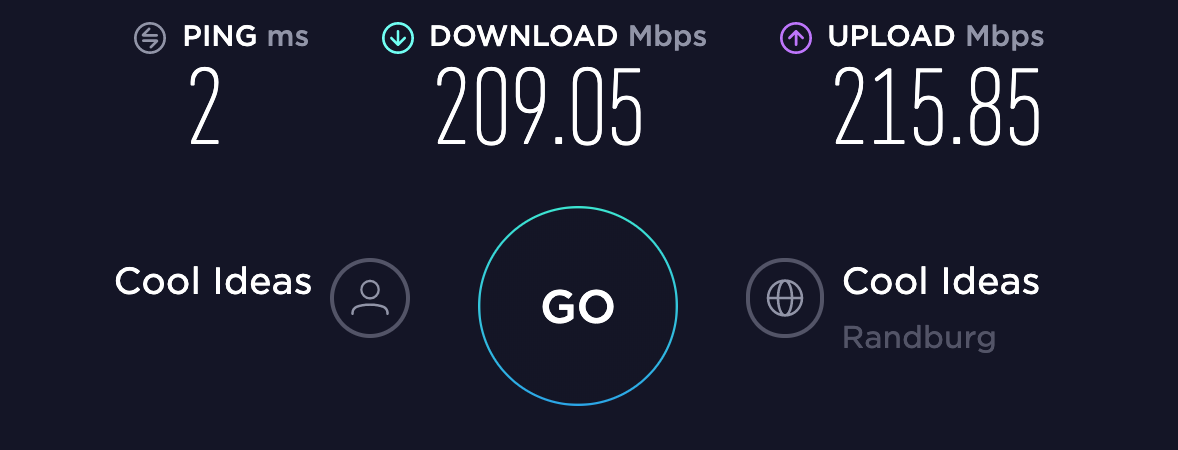 Cool Ideas speed test on own network