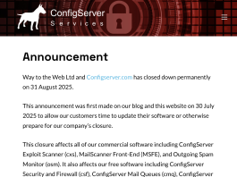 ConfigServer has shutdown at short notice, leaving server admins high and dry