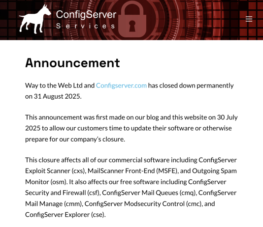ConfigServer has shutdown at short notice, leaving server admins high and dry