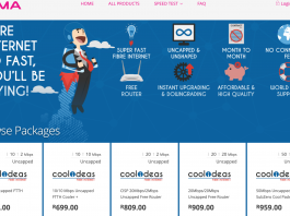 A screenshot showing part of Cool Idea's offers as seen on Vumatel's customer portal.