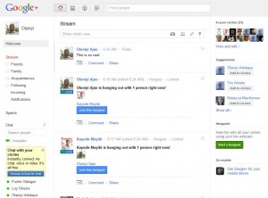 A screenshot of Google Plus