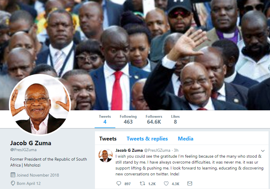 Jacob Zuma joins Twitter, to mixed reactions