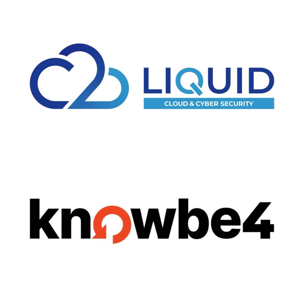 Liquid C2 cloud and cybersecurity logo above the KnowBe4 logo