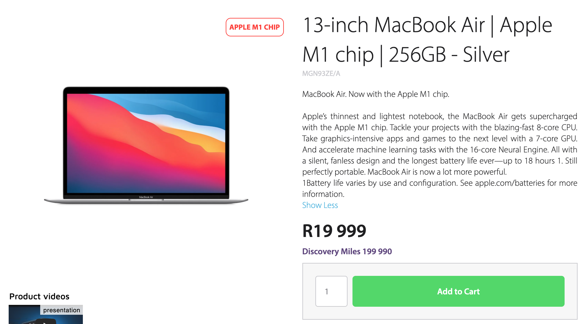 Prices for Macs running M1 chip in South Africa
