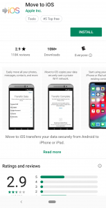 Move to iOS app on Google Play Store
