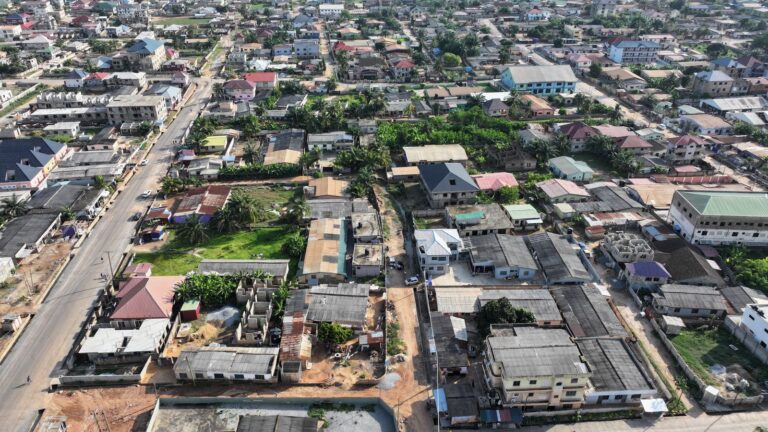 Aerial view of a residential area in Greater Accra, Ghana