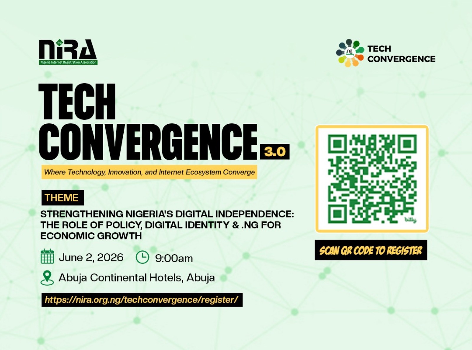 Tech Convergence 3.0 returns to Abuja on 2 June 1 Tech Convergence 3.0 by NiRA, 2 June 2026 at Abuja Continental Hotel
