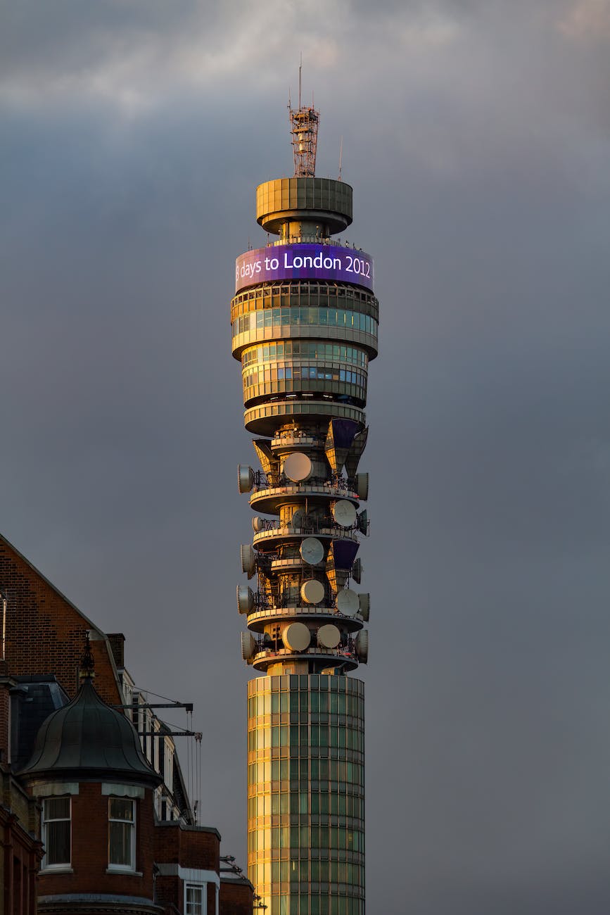 view of bt tower in london against cloudy sky