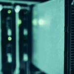 Rows of server racks inside a data centre
