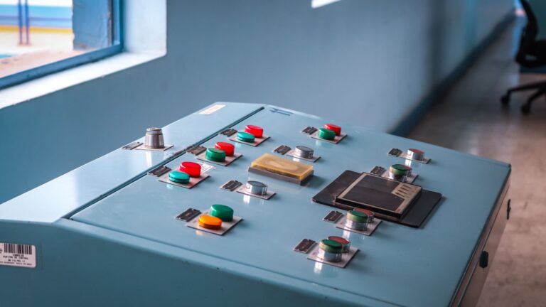 Close-up of an industrial control panel