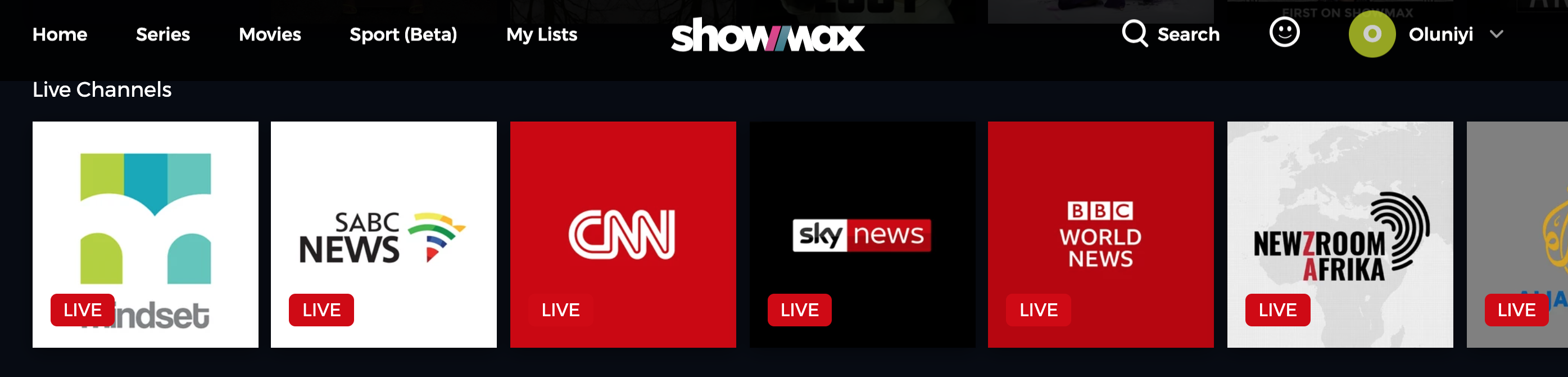 Some Live TV channels on Showmax in March/April 2020