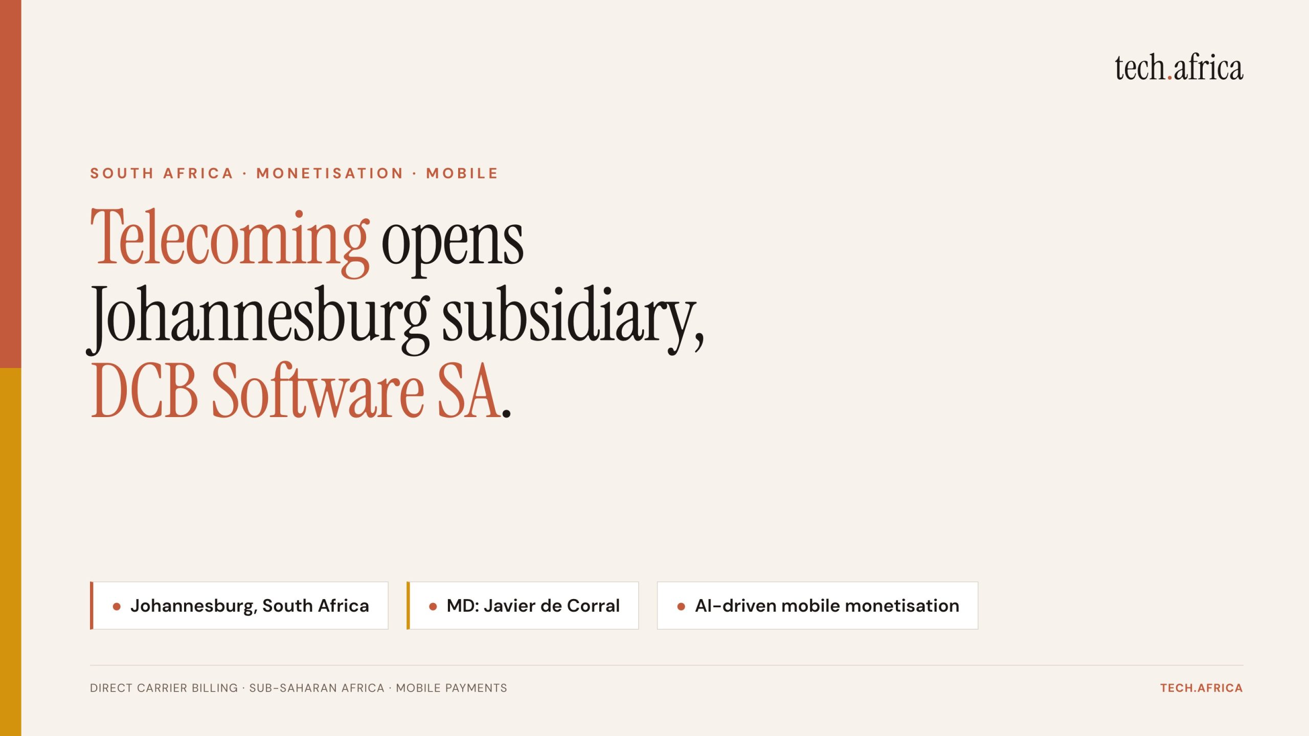 Telecoming opens Johannesburg subsidiary, DCB Software SA