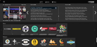 A screenshot of TV2GO streaming service as taken on 10 Nov 2018