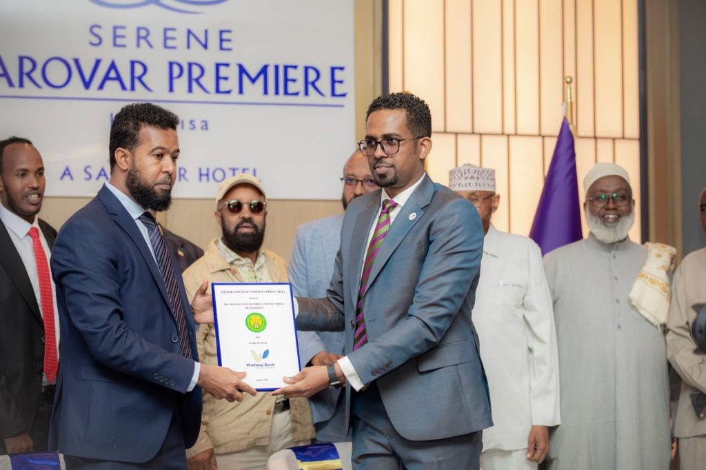 Q&A: building a digital Islamic bank in Somaliland 5 Wadaag Bank and Somaliland's Ministry of Investment and Industrial Development exchange a signed memorandum of understanding in Hargeisa.