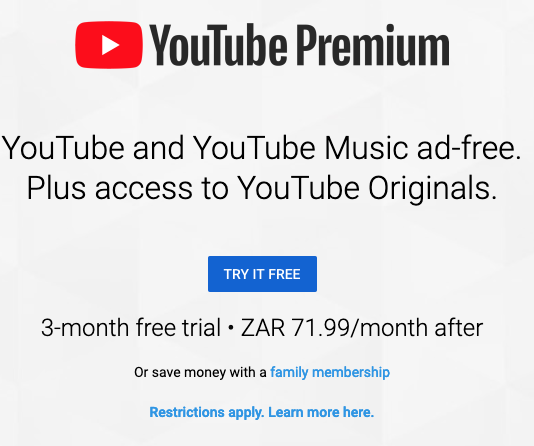 YouTube Premium now in South Africa