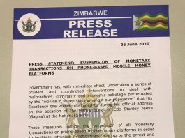 The Government of Zimbabwe has announced an immediate suspension of all mobile money systems in Zimbabwe due to forex manipulations and several other alleged crimes.